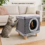 Катерушка за котки 3 в 1 - меко легло, играчка и драскалка, снимка 4