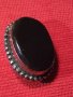 СТАРА ТИБЕТСКО СРЕБРО БРОШКА с ГОЛЯМ ЧЕРЕН ОНИКС 14192, снимка 4