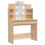 vidaXL Тоалетка с LED лампи, сонома дъб, 96x40x142 см, снимка 1