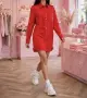 Alessa дамка дълга червена риза  , снимка 5