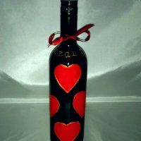 Ръчно рисувани бутилки- подарък за за влюбени, снимка 3 - Романтични подаръци - 39292409
