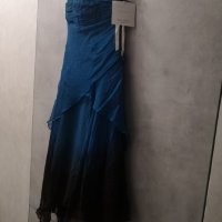 Официална Синя Рокля Естествена коприна размер М, снимка 5 - Рокли - 42473661