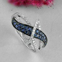 Дамски пръстен със сапфири и топази, снимка 5 - Пръстени - 41874540