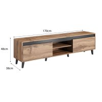 Шкаф за телевизор Kring Epsilon, 48x170x38 см, Цвят Дъб антрацит, 2 врати, 1 полица, снимка 2 - Шкафове - 41290835