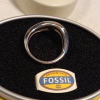 сребърен пръстен с камък Fossil , снимка 4 - Пръстени - 44278568