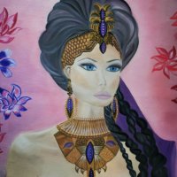 Картина жена, рисувана с маслени бои, снимка 2 - Картини - 44254164