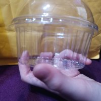 прозрачна кръгла кутия с капак пластмасова полистирол 160 мл за храна десерти салата и др , снимка 5 - Други - 34178523