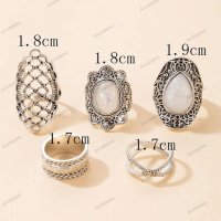 Дамски моден комплект бижута от 5 пръстена, 3модела - 023, снимка 10 - Пръстени - 41059513