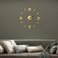 Стенен огледален часовник ЗЛАТИСТ арабски цифри , снимка 3 - Стенни часовници - 39217637
