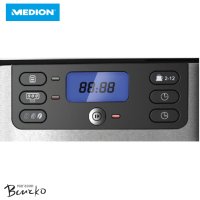 Шварц кафемашина с кафемелачка Medion MD 15486, 900-1050 W, LC дисплей, 1,5L, снимка 2 - Кафемашини - 41042800