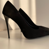 Черни обувки от естествен велур, снимка 3 - Дамски обувки на ток - 36252156