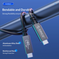 Orico кабел Cable USB4.0 40Gbps M/M 0.5m Black PD100W - U4A05-BK, снимка 16 - Кабели и адаптери - 44783488