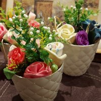 🌺 Ръчно изработени саксии с цветя от бебешки чорапки 🌼, снимка 2 - Бебешки чорапи - 34164776