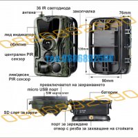 Ловна камера suntek HC-801М, Фото капан ,FUL HD 120градуса,MMS EMAIL 2”дисплей 20м нощно виждане, снимка 2 - Оборудване и аксесоари за оръжия - 39945292