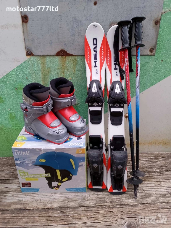 Ски комплект детски- ски, автомати, щеки, обувки, каска., снимка 1
