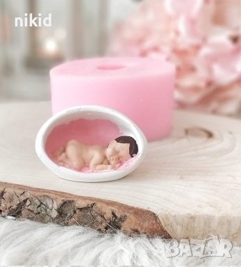 3D Бебе в мехур черупка яйце силиконов молд форма фондан гипс декор украса, снимка 1