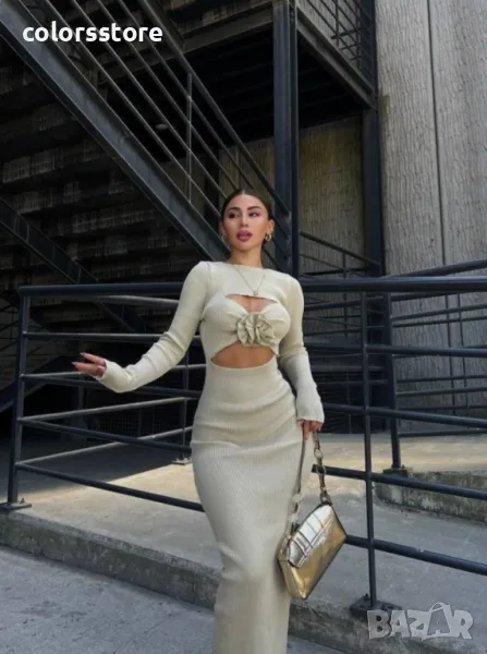 Дамска рипс рокля Rose nude, снимка 1