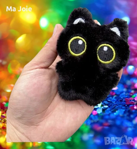 🐱✨ **Малко Черно Котенце с изкокорени жълти очи - носител на късмет! ** ✨🐱 плюшена играчка, снимка 1