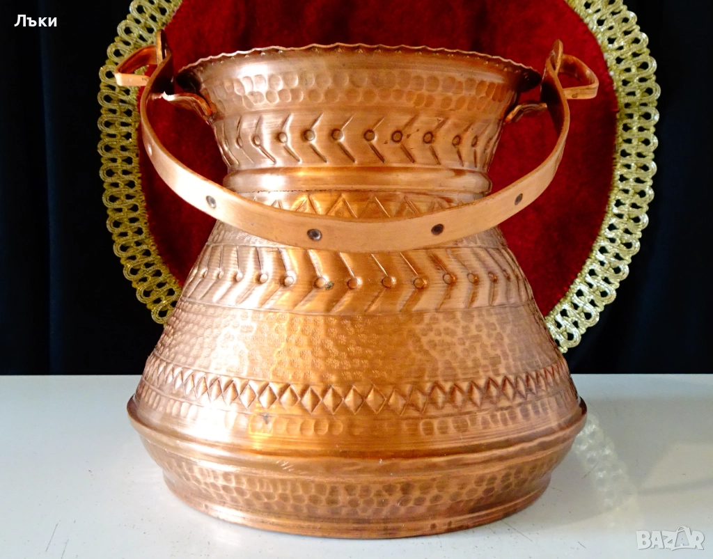 Медно менче,медно котле,2 л.,кована чиста мед., снимка 1