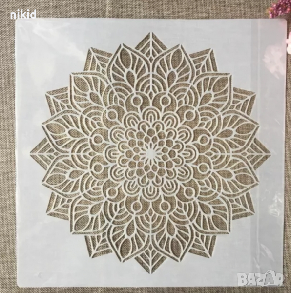 20*20 см # 12 Мандала стенсил шаблон за декор торта мебел стена с боя плат и др арт scrapbooking, снимка 1