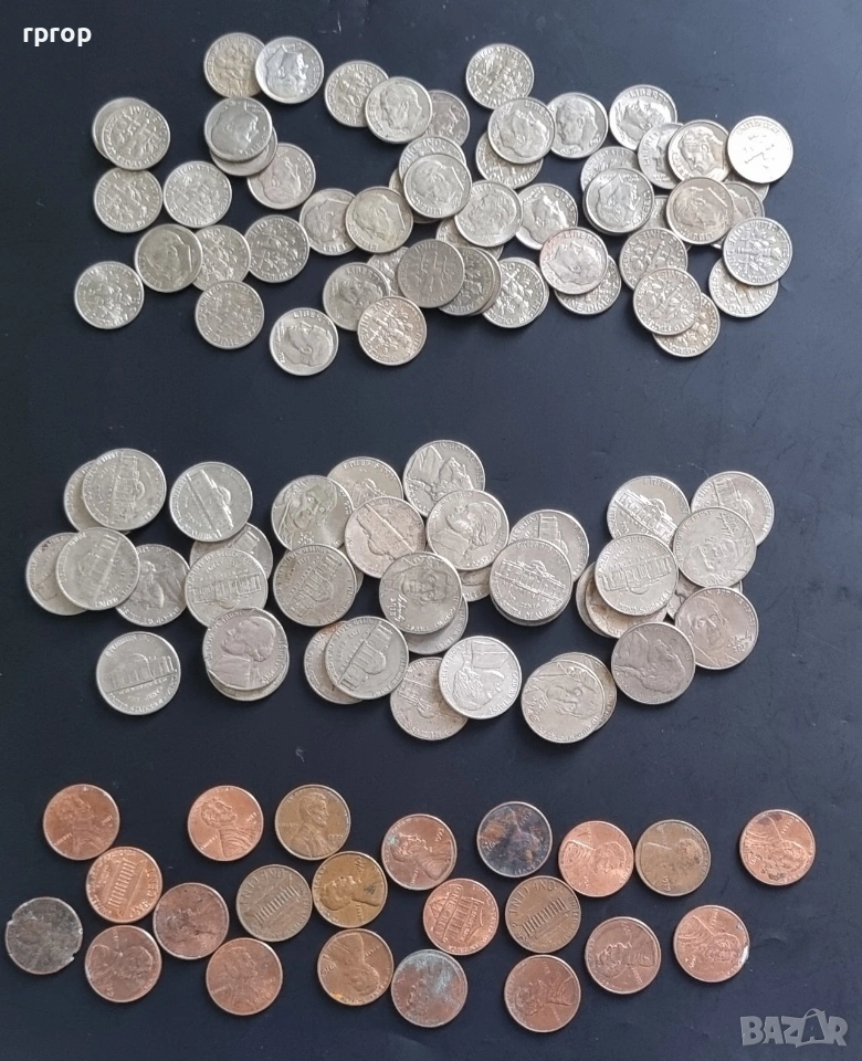 САЩ . 1, 5 и 10 цента . 117 бройки., снимка 1