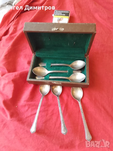 СССР 6 лъжици посребрени с кутия , снимка 1