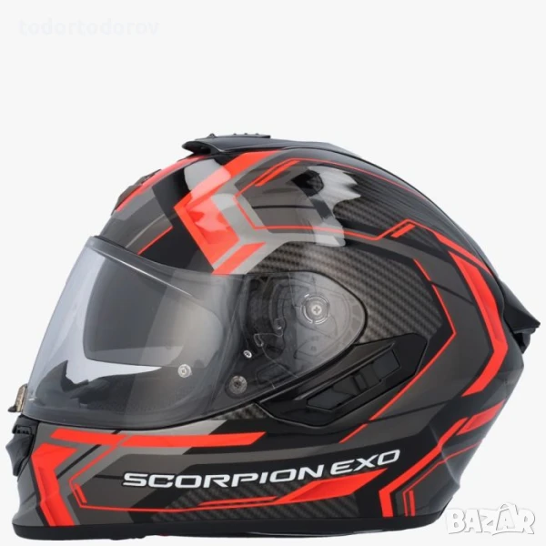 Мото Каска SCORPION EXO-1400 EVO II AIR LINART 2025 Red-black,очила, снимка 1
