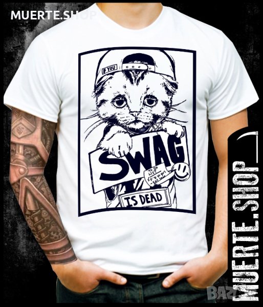 Тениска с щампа DEAD SWAG CAT, снимка 1