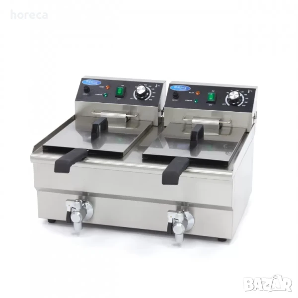 Фритюрник 2 x 10л - с кран 50°C до 200°C, снимка 1