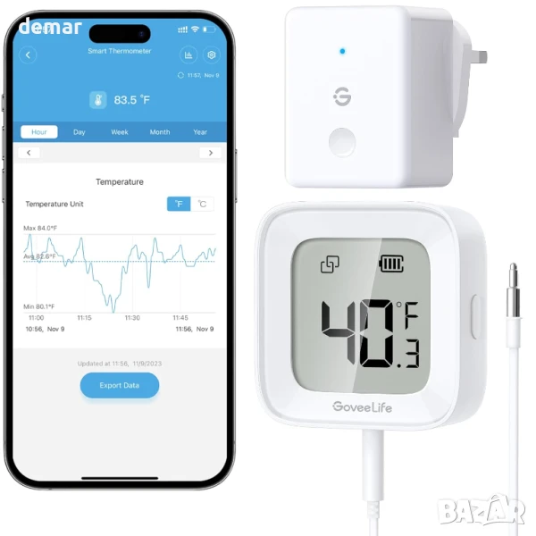 GoveeLife WiFi термометър за хладилник с персонализирани аларми, снимка 1