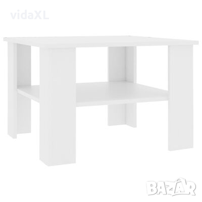 vidaXL Маса за кафе, бяла, 60x60x42 см, инженерно дърво（SKU:800207, снимка 1
