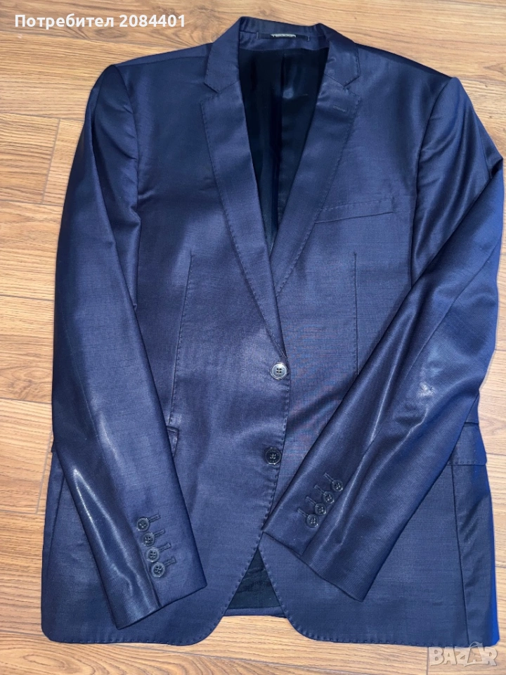 Мъжки син костюм Teodor Slim fit размер 52, снимка 1