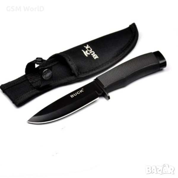 Ловен нож Buck, черен с кания, снимка 1