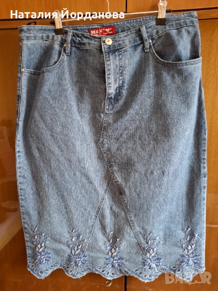 Дамска дънчена пола с рязане бродерия, снимка 1