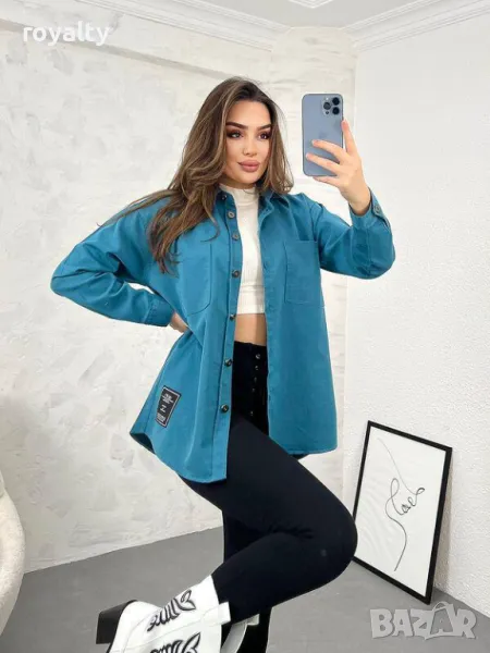 Бяла дънкова риза с джоб Различни цветове , снимка 1