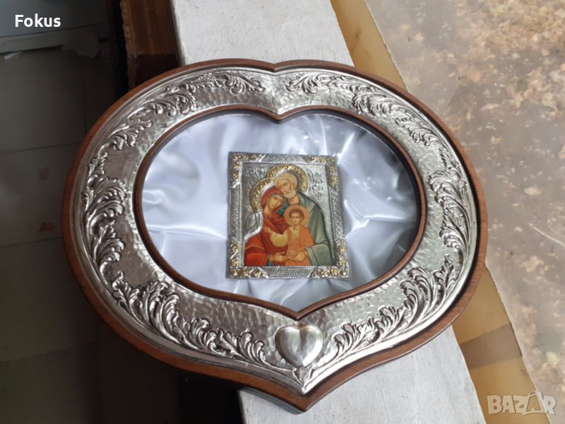 Уникална сребърна икона в кутия сърце със сертификат, снимка 1