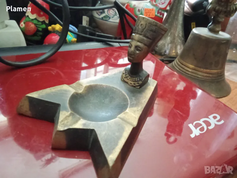 Месингов пепелник Нефертити, снимка 1