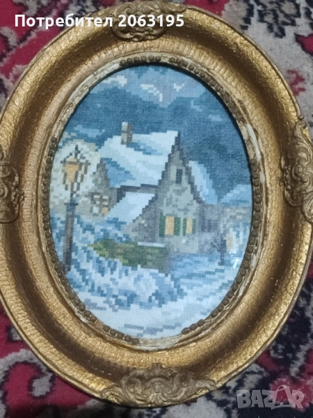 Гоблен "Зимен пейзаж", алпийска къща , снимка 1
