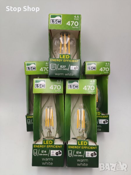 LSC LED лампа крушка с филамент димируема 4.5 watt Е14, снимка 1