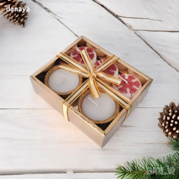 5291 Комплект коледни свещи в подаръчна опаковка, снимка 1