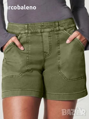 Нови модни универсални дамски къси панталони от кепър с голям джоб и голям ластик, 11цвята - 023, снимка 3 - Къси панталони и бермуди - 40879371