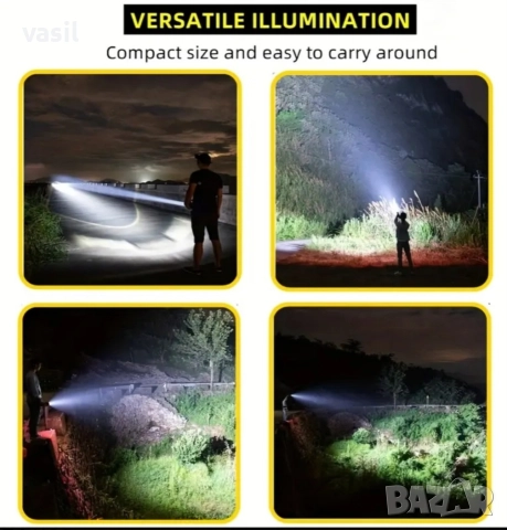 МОЩЕН LED ФЕНЕР ALONEFIRE X100 – 5000 LUMENS | TYPE-C | БАТЕРИЯ ВКЛЮЧЕНА, снимка 8 - Оборудване и аксесоари за оръжия - 52952376