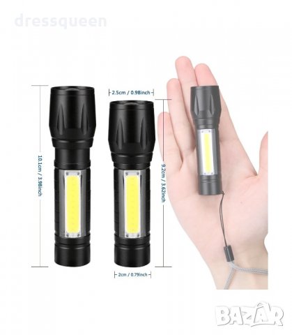 2844 Ултра ярко джобно фенерче XPE+COB със ZOOM, снимка 8 - Къмпинг осветление - 34268533