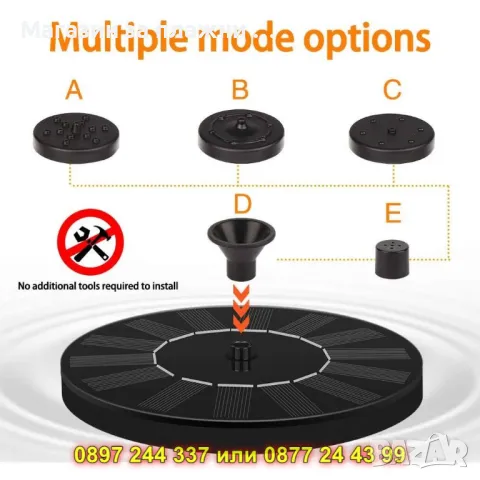 Светещ соларен фонтан с LED светлини – плаващ шадраван за градина - КОД 4480, снимка 5 - Градински мебели, декорация  - 50080729