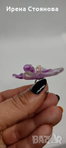 Регулируем пръстен с естествен цвят на орхидея. , снимка 6 - Пръстени - 50565167