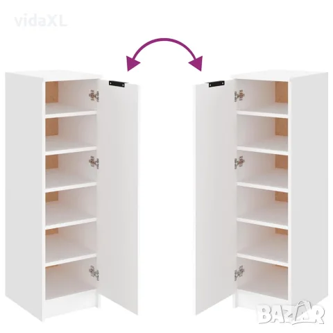 vidaXL Шкаф за обувки, бял, 30x35x100 см, инженерно дърво, снимка 8 - Скринове - 56147951