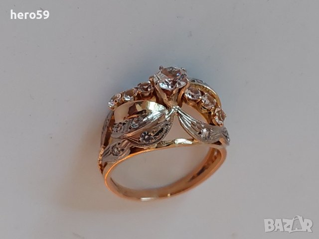 Дамски златен 18 к. пръстен с циркони/злато 18 карата/