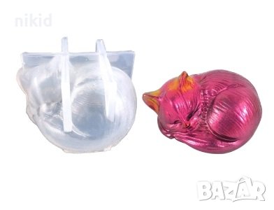 3d Свито коте котка силиконов молд форма фондан гипс шоколад смола свещ сапун декор