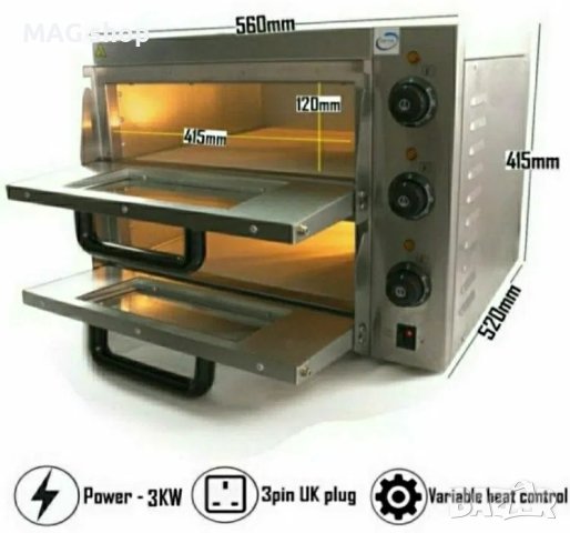 ПРОМО! Професионална фурна за пици 1ца 2ка Печка за пици Единична Двойна, снимка 4 - Друго търговско оборудване - 44343870