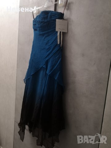 Официална Синя Рокля Естествена коприна размер М, снимка 5 - Рокли - 42473661